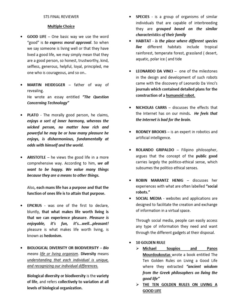 STS Final Reviewer | PDF
