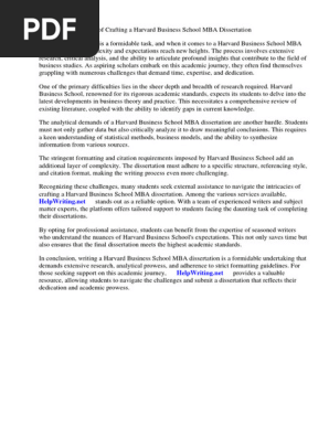 Harvard Business School Mba Dissertation