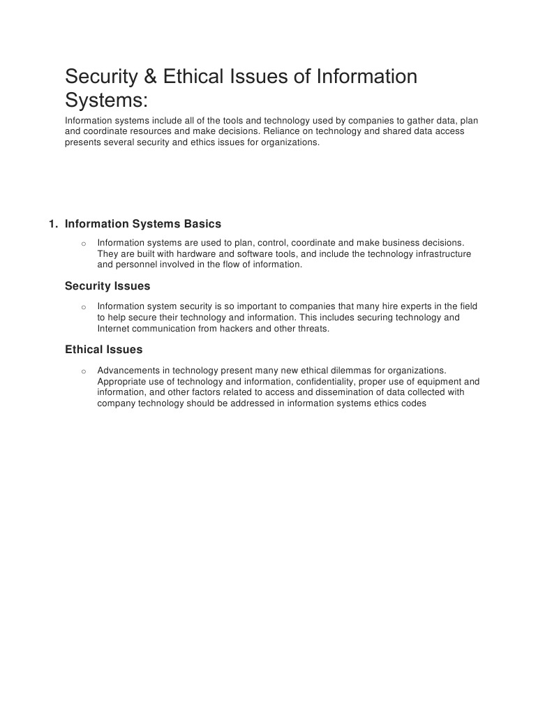 Security and Ethics in Information Systems | PDF | Business | Computers