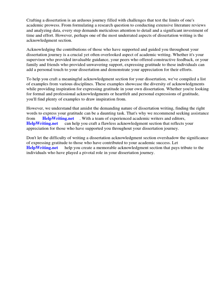 Dissertation Acknowledgement Examples Uk | PDF | Thesis | Written ...