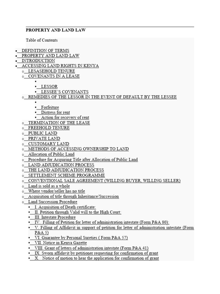 Overview of Property and Land Law | PDF | Leasehold Estate | Lease