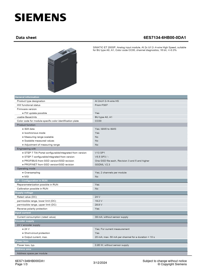 6ES71346HB000DA1 Datasheet en | PDF | Electrical Engineering | Computer ...