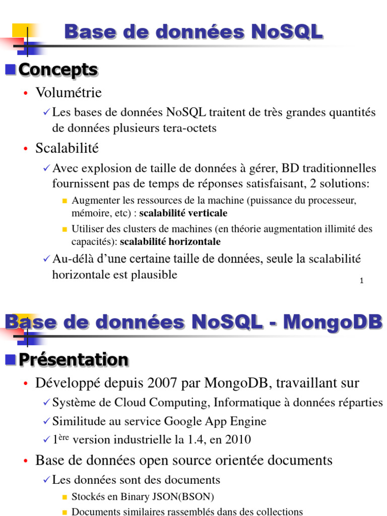 Introduction aux bases de données NoSQL MongoDB | PDF | MongoDB | Bases ...