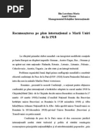 Recunoaşterea pe plan internaţional a Marii Uniri