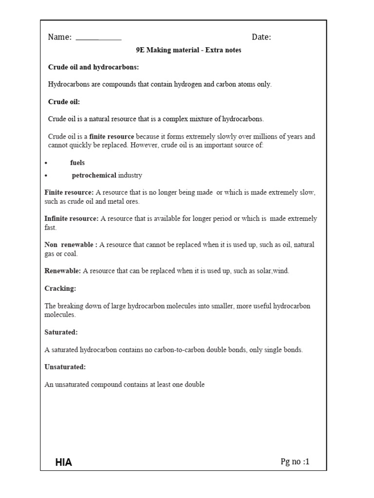 9e-making-materials-hydrocarbons-extra-notes-pdf-hydrocarbons