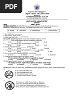 1st Quarter Exam - Grade 9 English