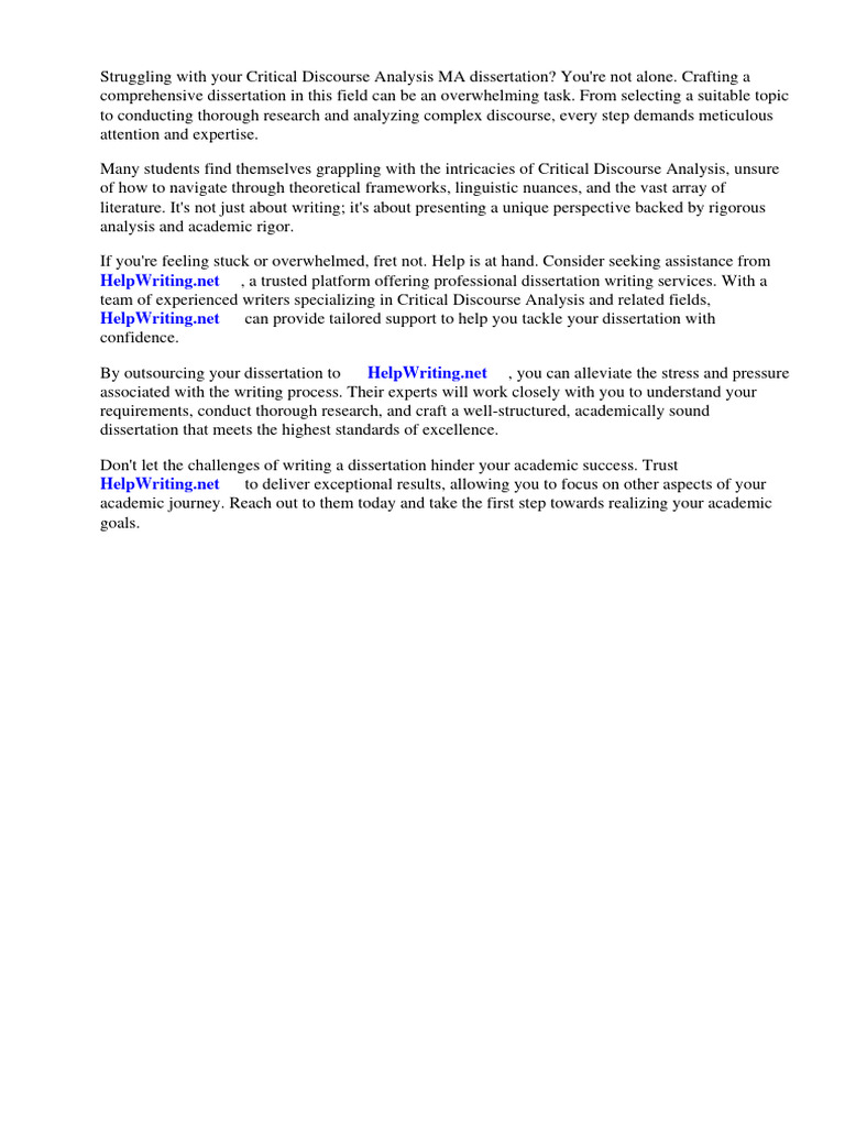 Critical Discourse Analysis Ma Dissertation | PDF | Linguistics ...