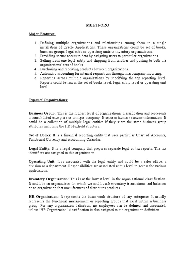 Multi Org | PDF