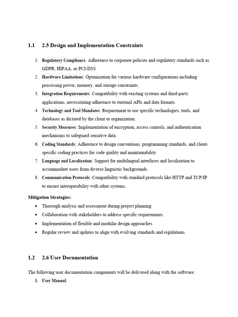 Design Constraints and User Docs Overview | PDF | Software | Computer ...