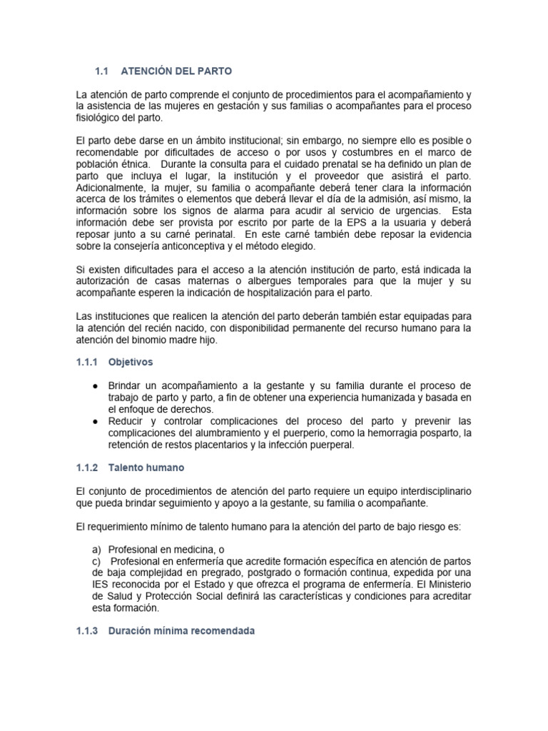 Atención Integral del Parto y Puerperio | PDF | Parto | Especialidades ...
