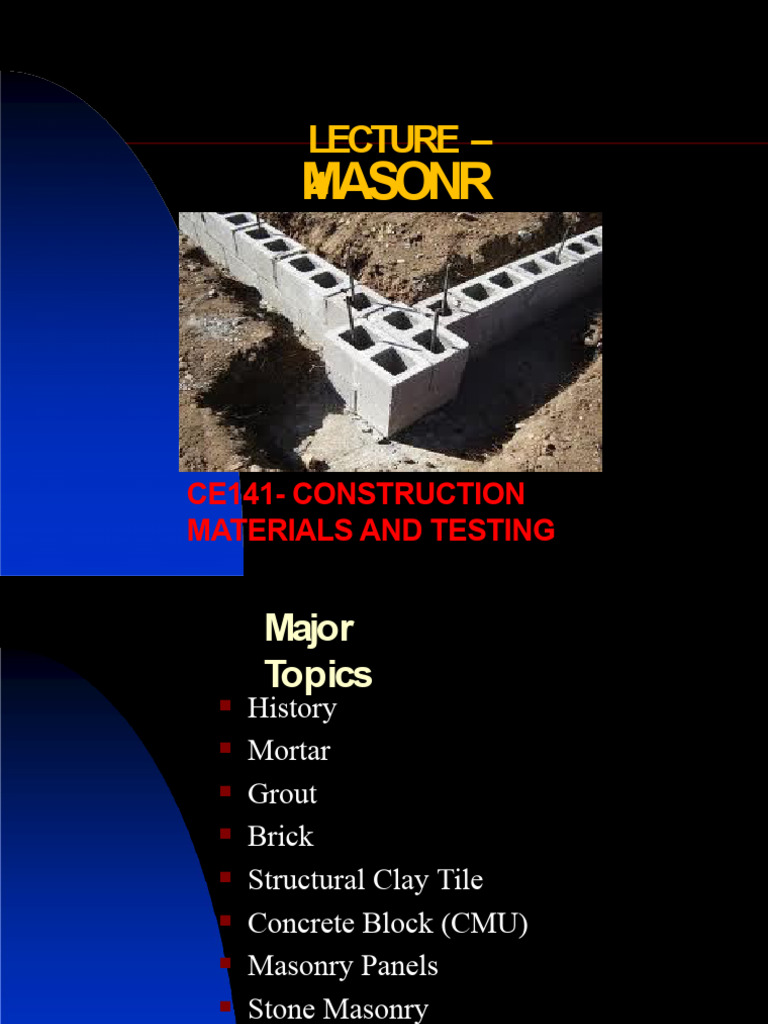 Construction Materials Overview | PDF | Masonry | Mortar (Masonry)