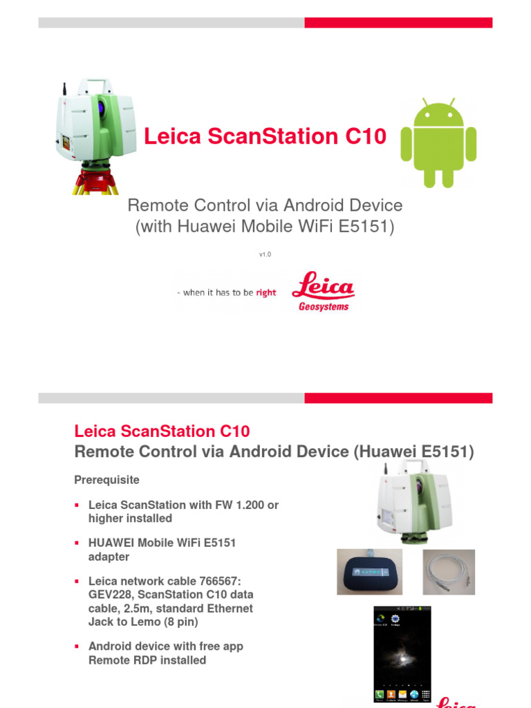 Remote Control Leica C10 via Huawei E5151 | PDF | Android (Operating ...