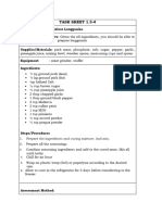 Example of Task Sheet - Food Processing NC II