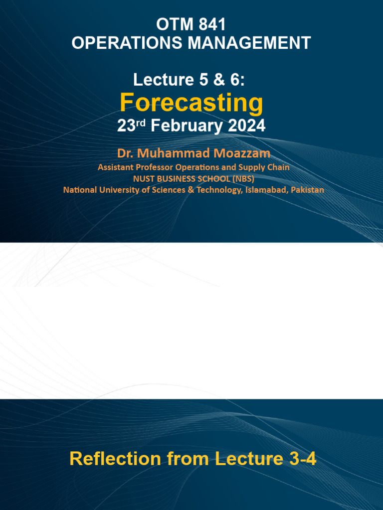 Forecasting Techniques in Operations Management | PDF | Errors And ...