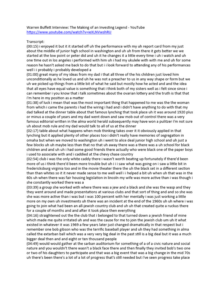 Warren Buffett Interview Download Free Pdf The Washington Post