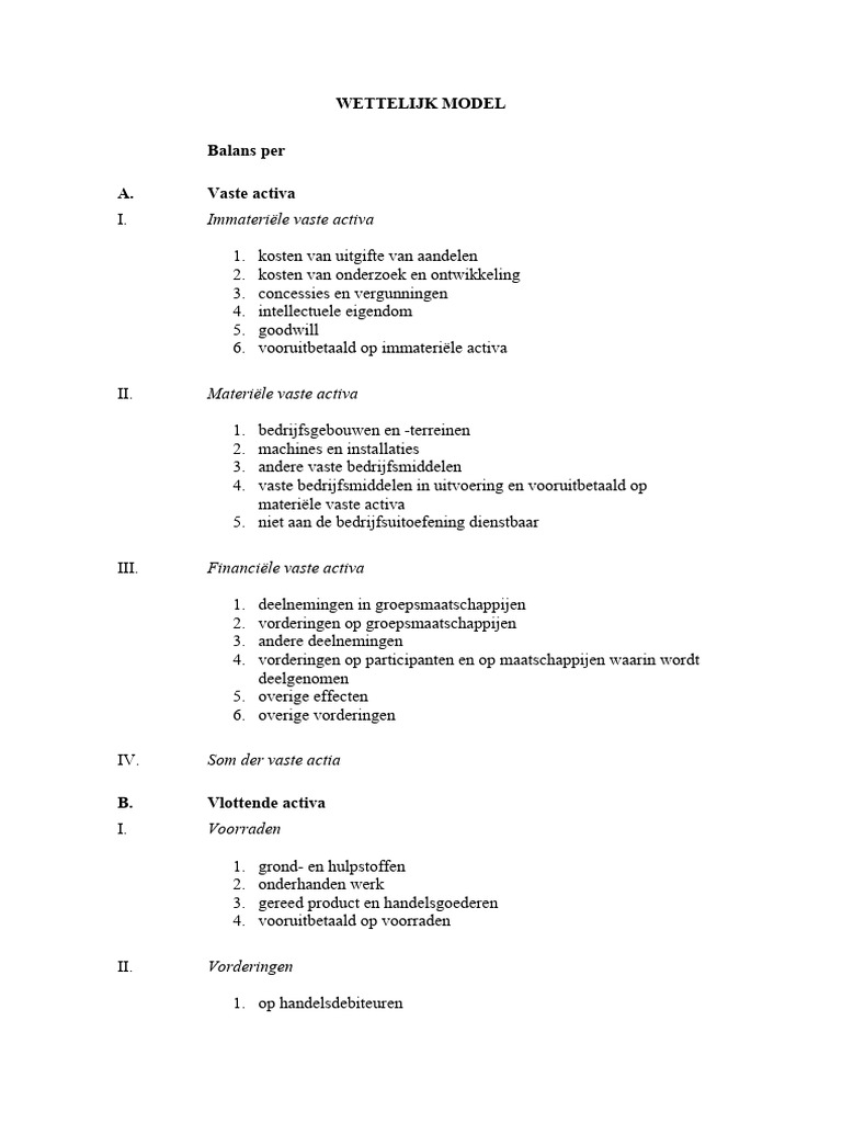 Model Balans + W&V Rek Wettelijk | PDF