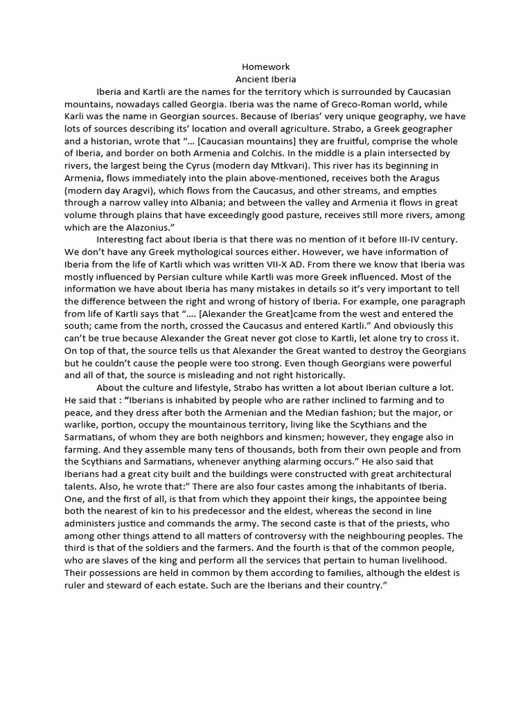 Georgian History Notes Ancient Iberia Pdf Caucasus Europe