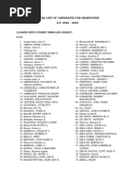 Initial List of Candidates For Graduation A.Y. 2022 2023