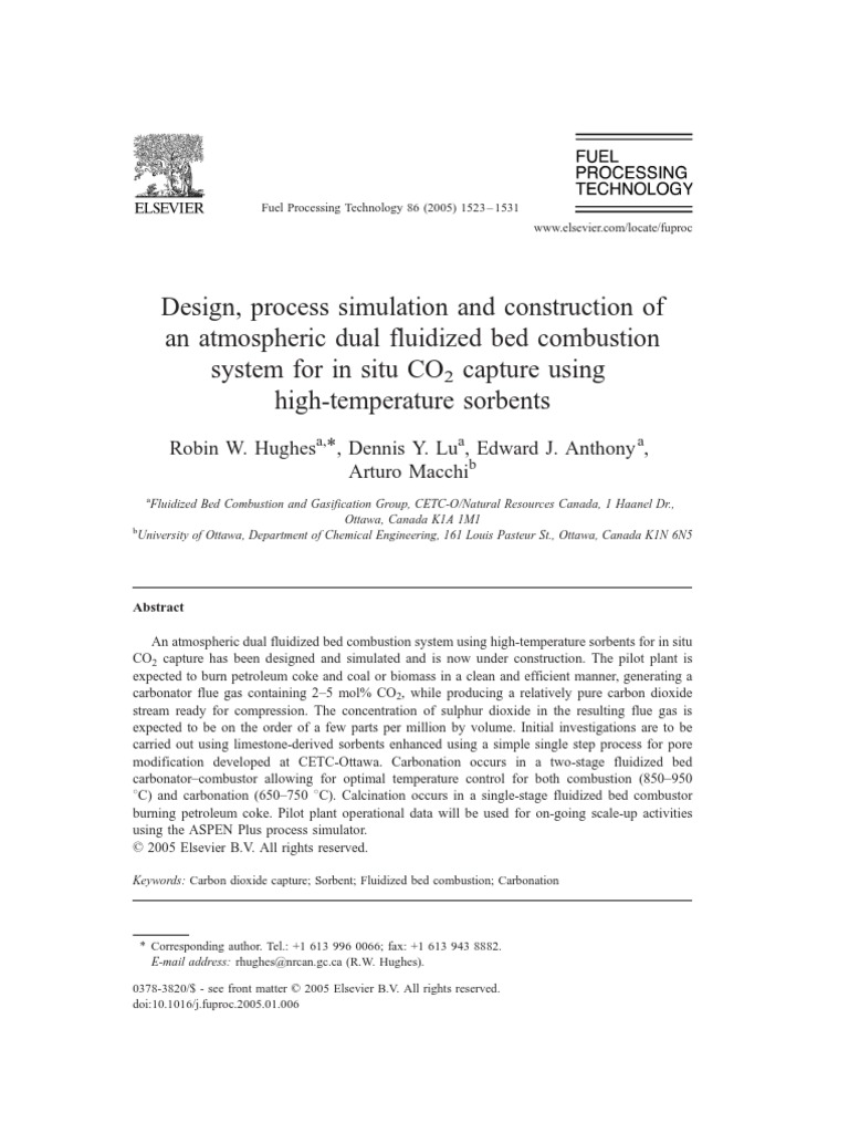Dual Fluidized Bed CO2 Capture System | PDF | Carbon Dioxide | Fluidization