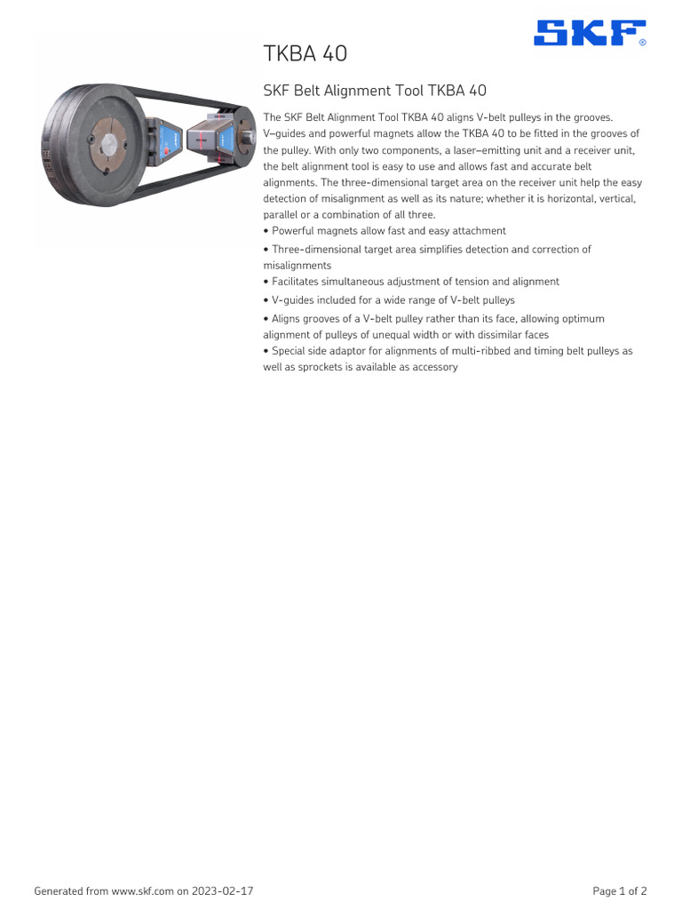 Tkba 40 SKF Belt Alignment Tool TKBA 40 PDF