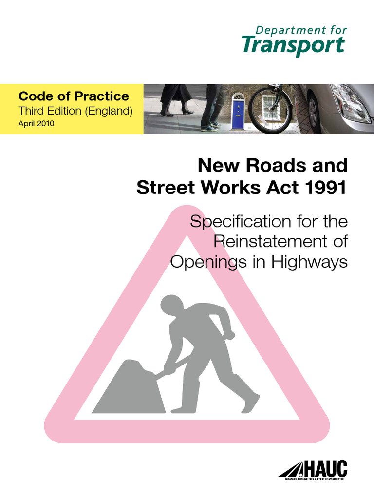 Reinstating Road After Street Works Statutory Code | PDF