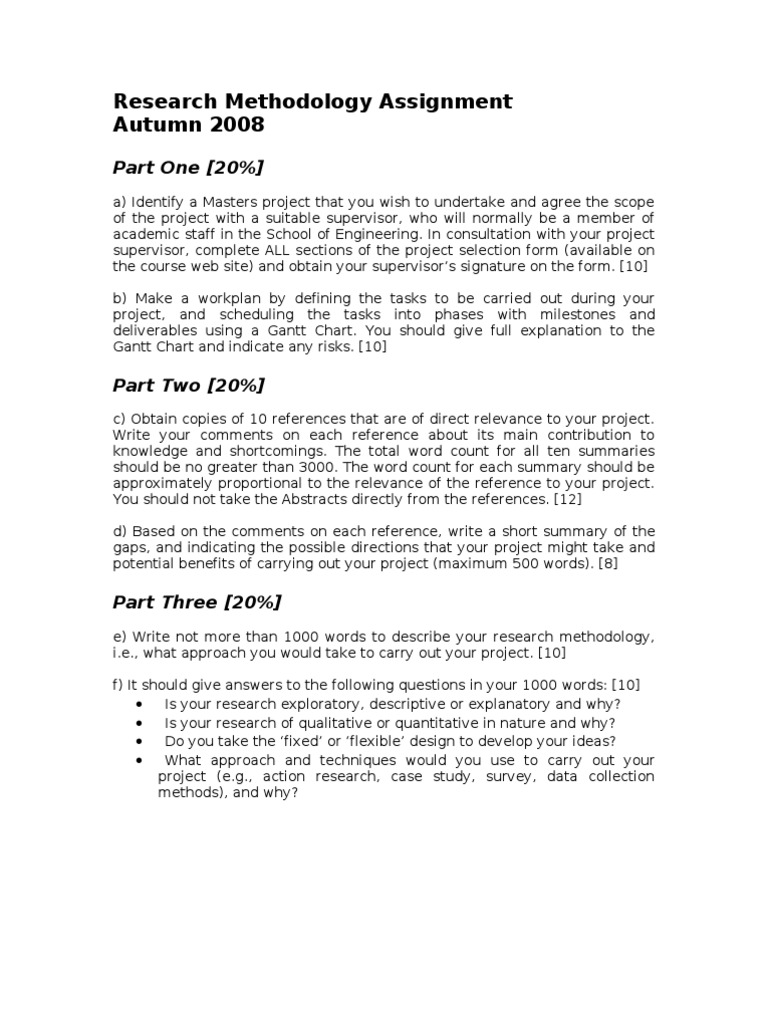 research methodology assignment