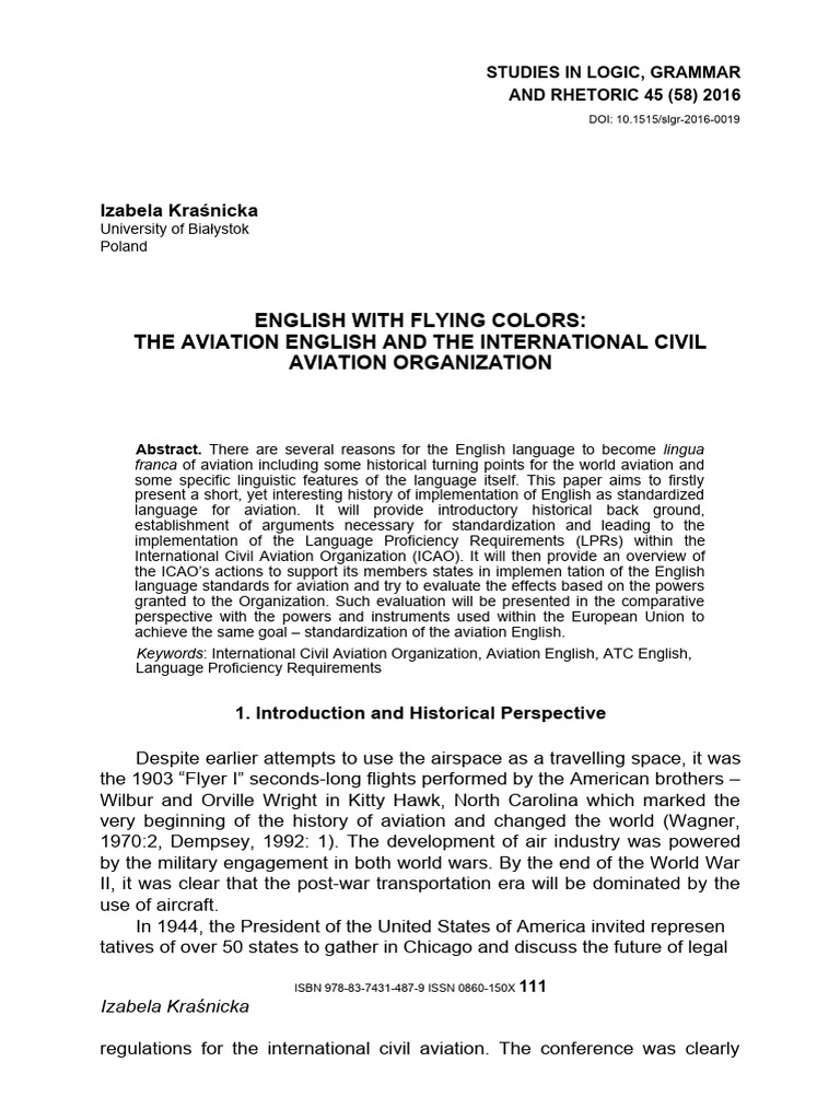 Aviation English Standardization History | PDF | Aviation Accidents And ...