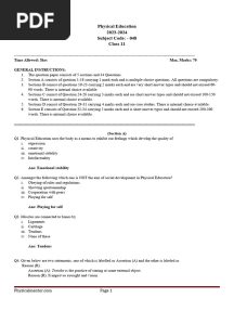 Class 11 Annual Examination Answer Key