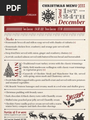 New Vic Christmas Menu