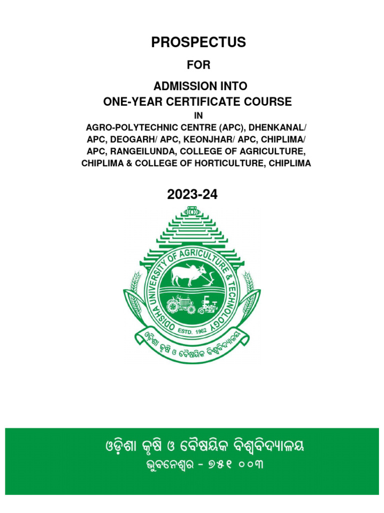 Prospectus 2023 24 For One Year Certificate Course PDF Affidavit