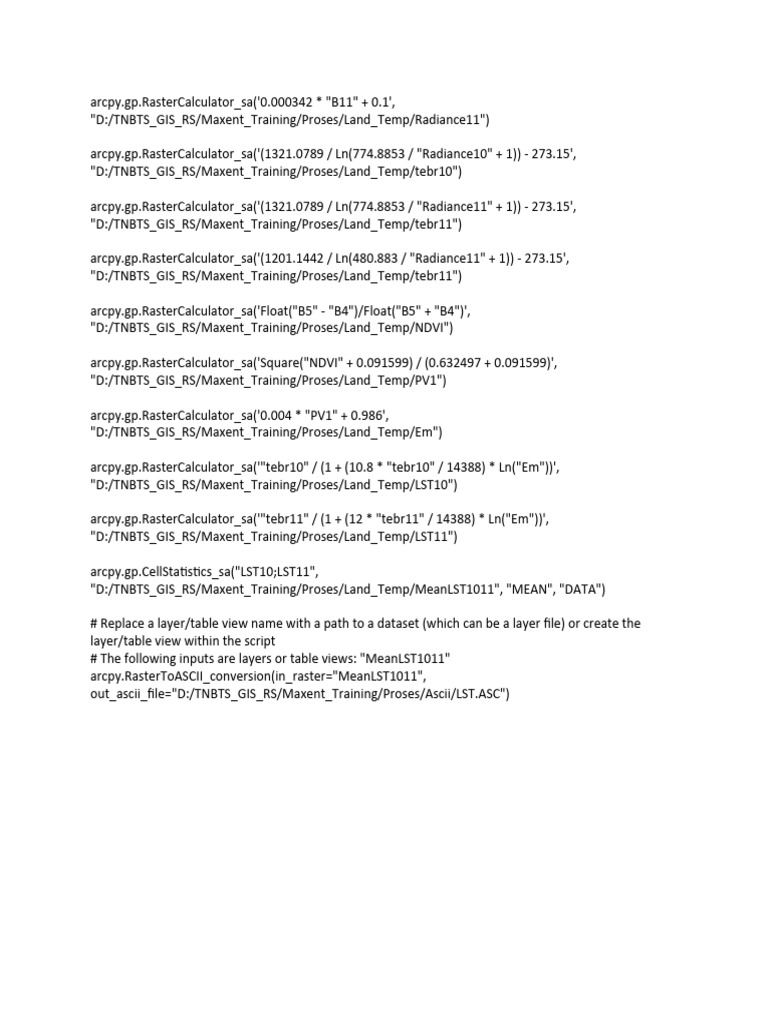 Raster Calculations for Land Temperature | PDF