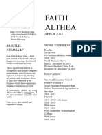 Faith Althea: Applicant