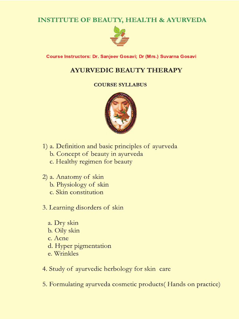 Ayurvedic Beauty Therapy Core | PDF