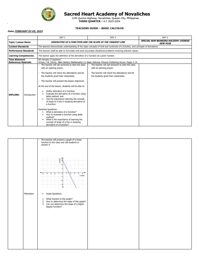 TG-Basic Cal Q3 W23 | PDF | Derivative | Tangent