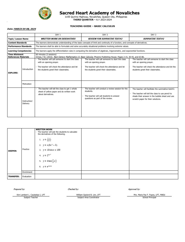 TG-Basic Cal Q3 W27 | PDF
