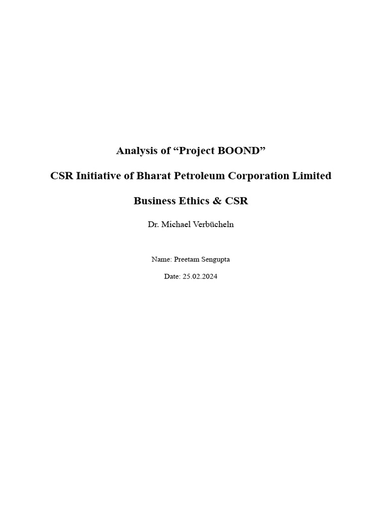 BPCL's Project BOOND: Water Sustainability Initiative | PDF | Corporate ...