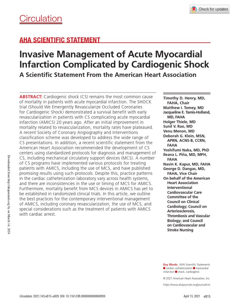 Henry Et Al 2021 Invasive Management of Acute Myocardial Infarction ...