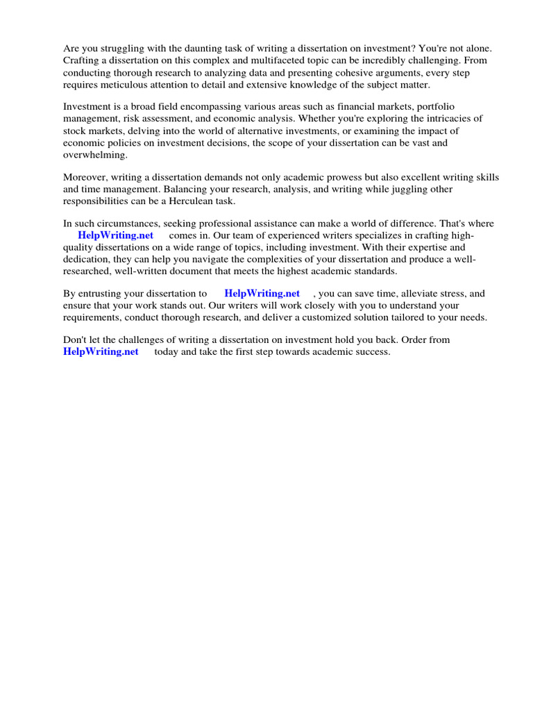 Property Investment Dissertation