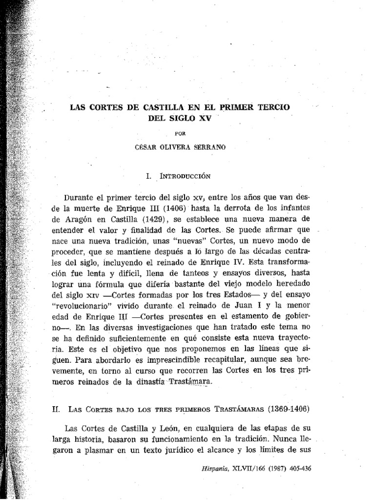 Las Cortes de Castilla en El Primer Terc | PDF