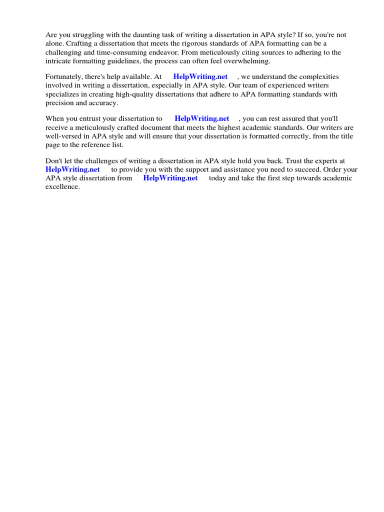 APA Dissertation Writing Assistance | PDF | Apa Style | Thesis