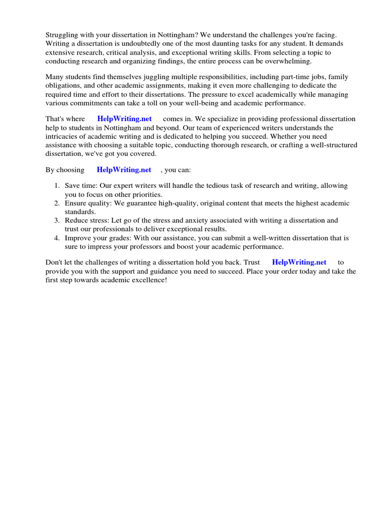 Dissertation Help Nottingham | PDF | Thesis | Methodology