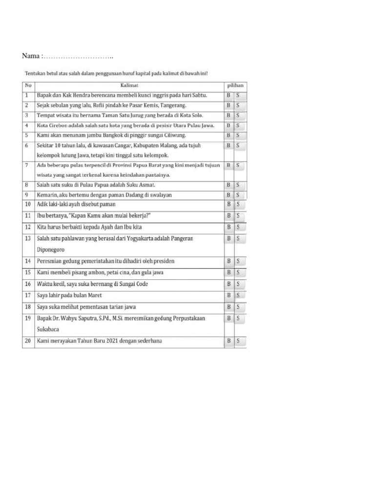 Worksheet Huruf Kapital Pdf