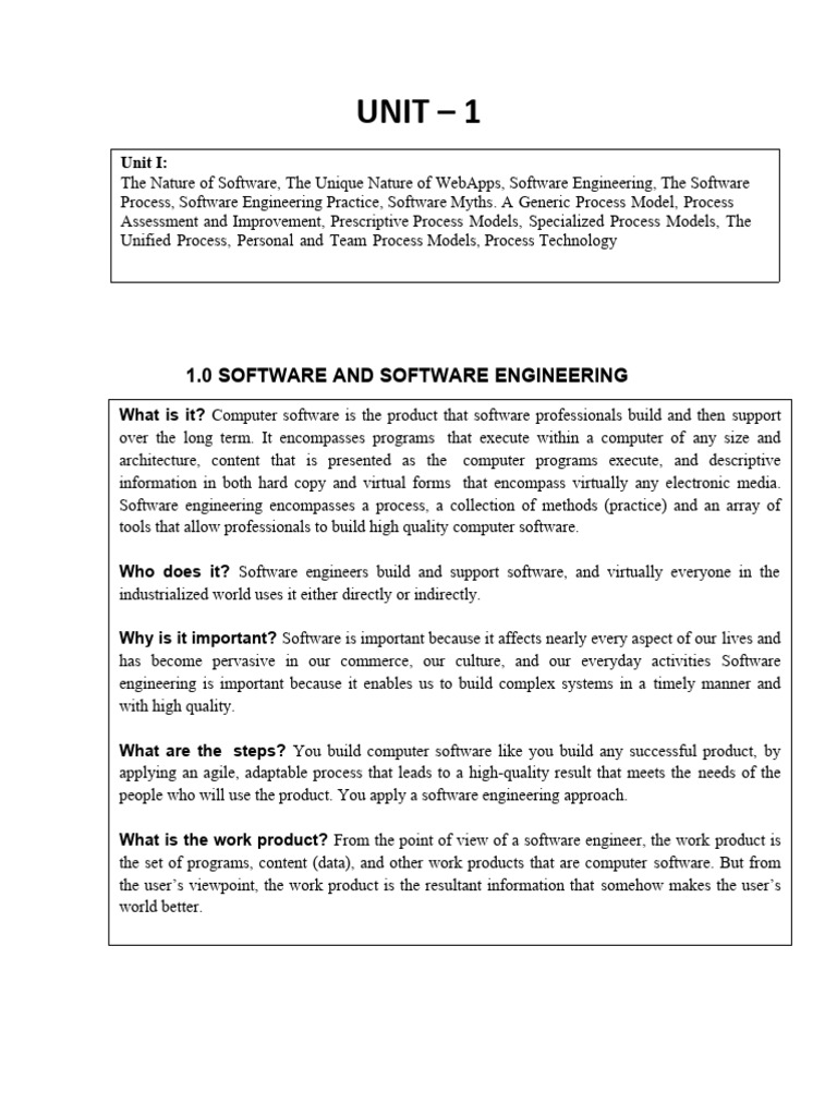 SE-UNIT I NOTES-1 | PDF | Software Prototyping | Software Development ...