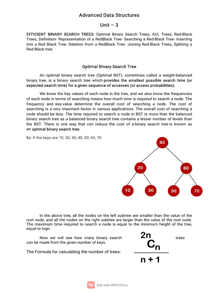 Ads Unit-3 (Efficient Binary Search Trees) | PDF