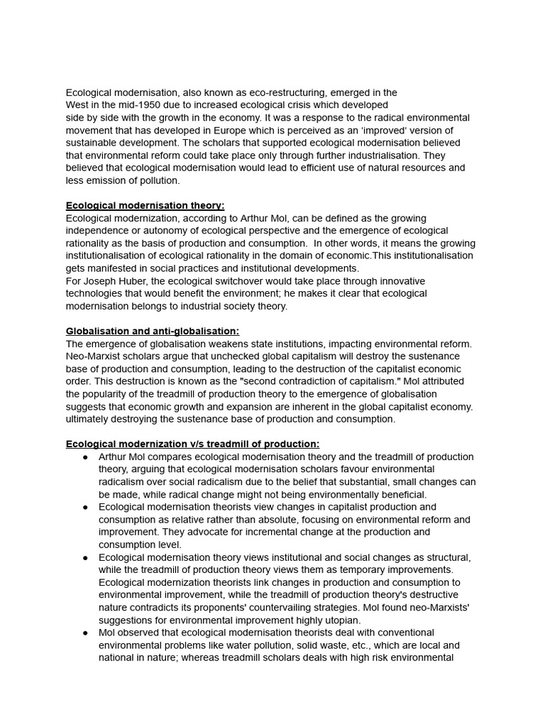 Ecological Modernisation and The Global Economy - 1 | PDF ...