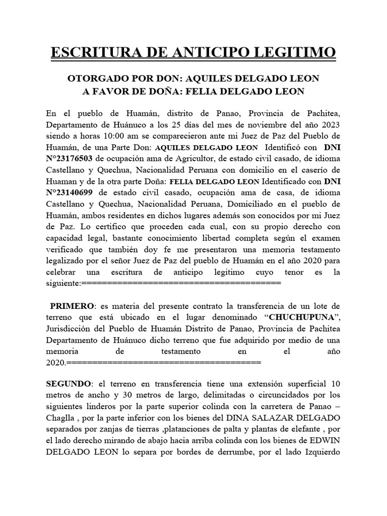 Escritura de Anticipo Legitimo | PDF | Justicia | Crimen y violencia