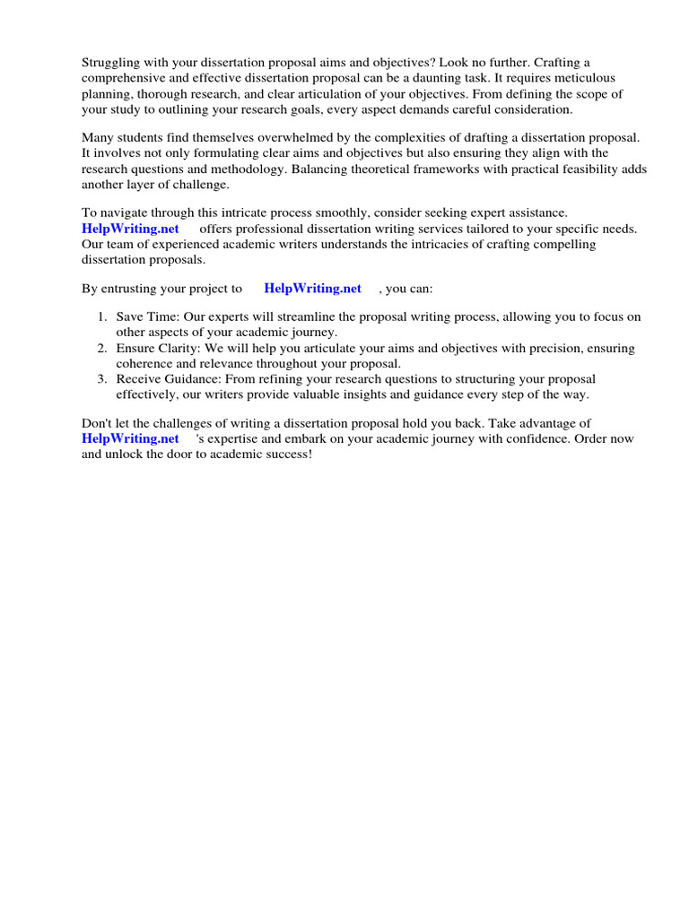 Example of Dissertation Proposal Aims and Objectives | PDF | Thesis ...