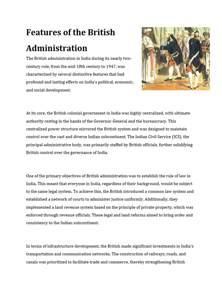 Features of The British Administration | PDF | British Raj | Economies