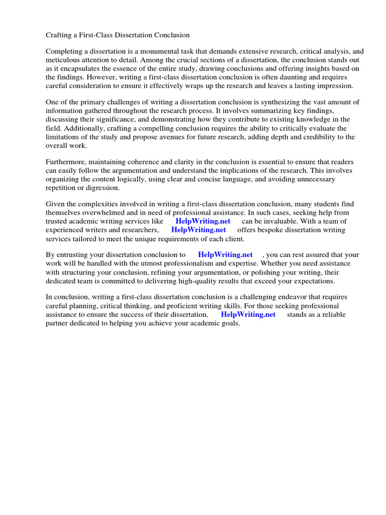 First-Class Dissertation Conclusion Guide | PDF | Thesis | Methodology