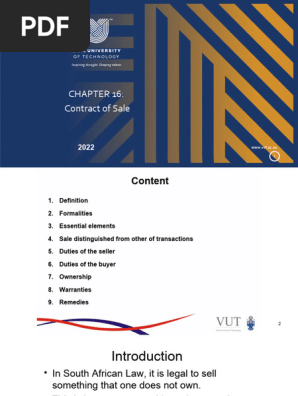 Chapter 16 Contract of  Sale 2022